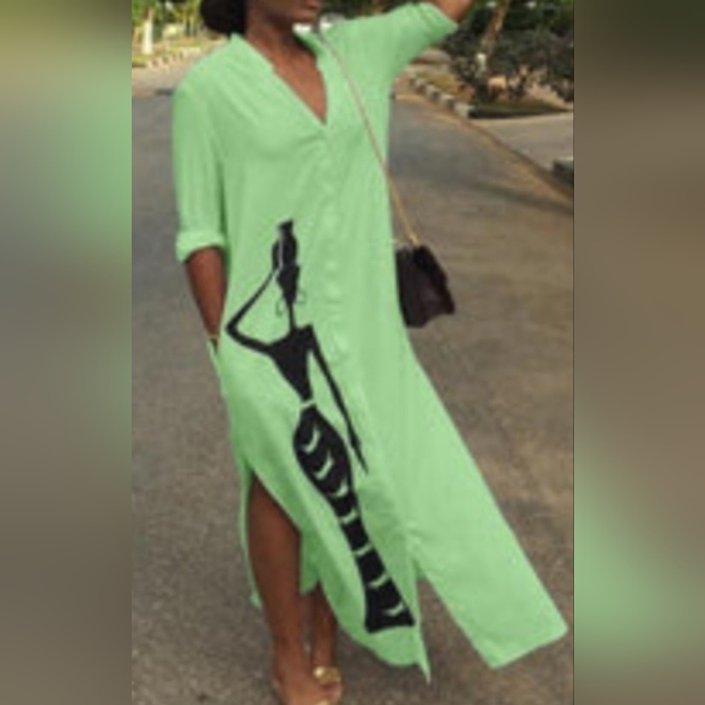 Woman's Classy and Elegant Dress, Color: mint green Size: 3XL